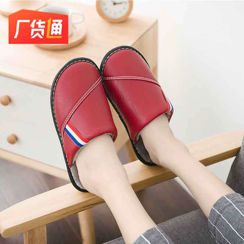 Водонепроницаемые хлопковые тапочки с дном из говяжьего сухожилия для мужчин и женщин, пары, Нескользящие теплые кожаные Тапочки с толстой подошвой, фабрика, прямая генерация волос