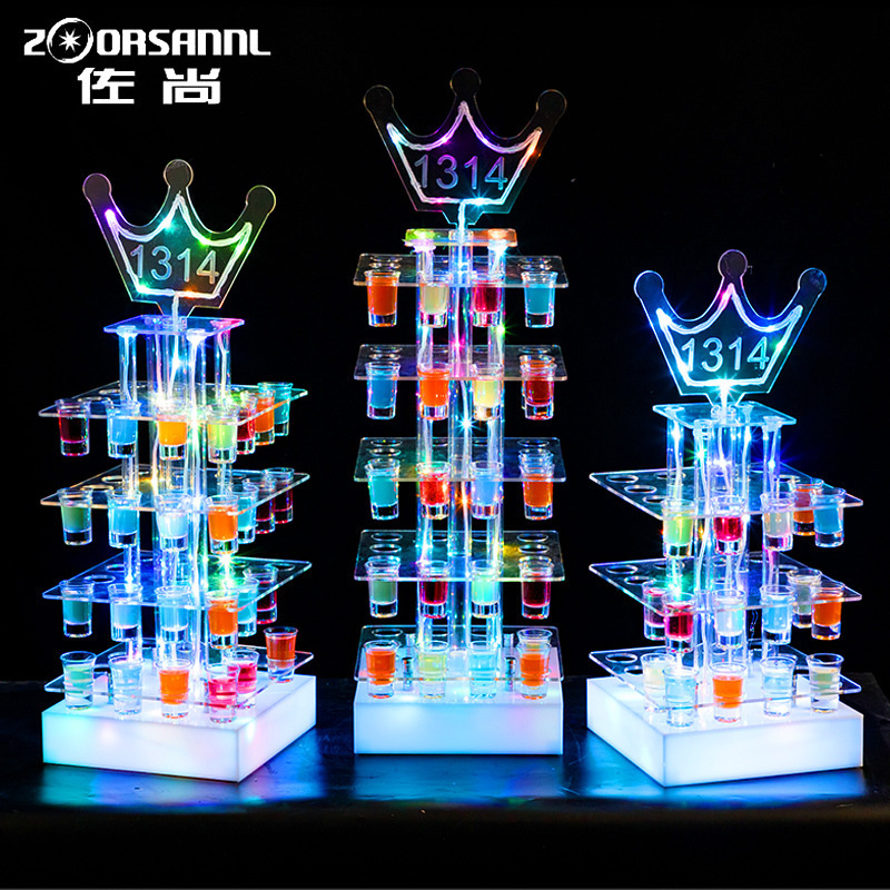 Zuo Shang luminous bullet cup holder bar skyscraper tower cocktail rack creative bar table cup holder