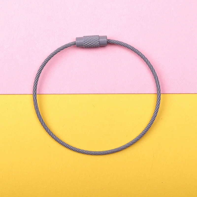 Steel Wire Key Ring Cable, Stainless Steel Keychain Loop, Multi-Color DIY Accessory