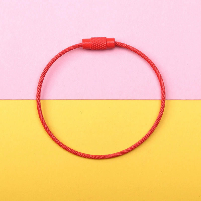 Steel Wire Key Ring Cable, Stainless Steel Keychain Loop, Multi-Color DIY Accessory