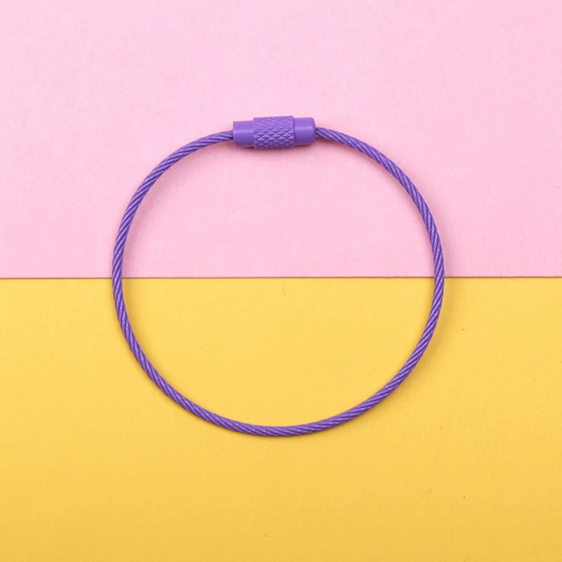 Steel Wire Key Ring Cable, Stainless Steel Keychain Loop, Multi-Color DIY Accessory