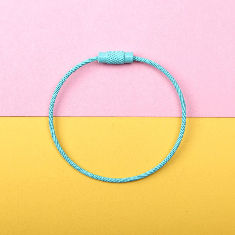 Steel Wire Key Ring Cable, Stainless Steel Keychain Loop, Multi-Color DIY Accessory