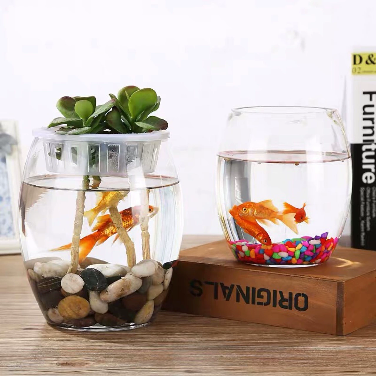 Креативный прозрачный Круглый Пояс Барабан стеклянный аквариум микро Ландшафтная ваза офис свадебный отель выставочный зал украшения