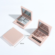 现货 眼影盘空盘 正方形粉色眼影盒空盘配唇刷带镜子 可分装压盘