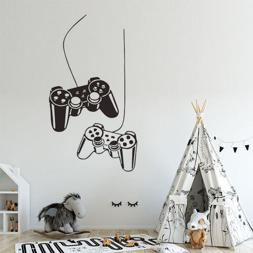 Cross-border new game console handle creative vinyl carved wall stickers living room bedroom decorative painting KS444