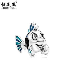 恒美凰新款卡通人物小鱼画油手链串珠 小丑鱼卡通大孔珠
