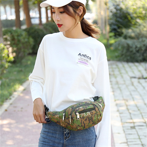 New outdoor men's mobile phone waist bag, multifunctional sports crossbody bag, fashionable camouflage chest bag manufacturer wholesale
