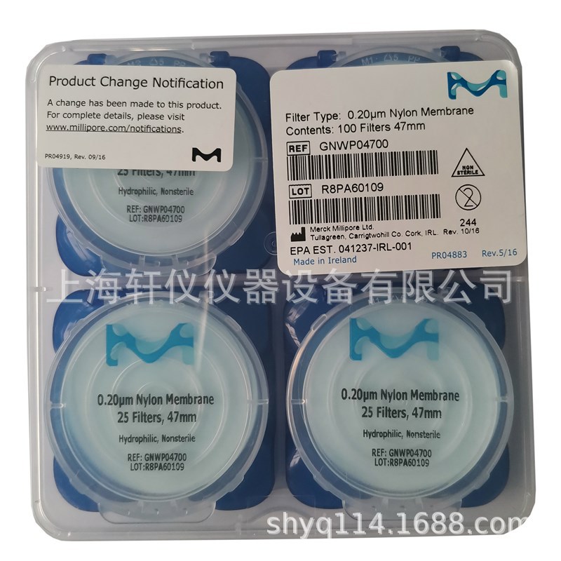 GNWP04700微孔滤膜密理博0.22um*47mm尼龙表面滤膜亲水性白色光面