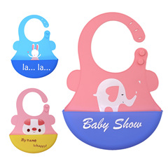 寶寶吃飯圍兜食飯兜防水嬰幼兒童硅膠口水巾小孩硅膠圍嘴餵飯衣兜