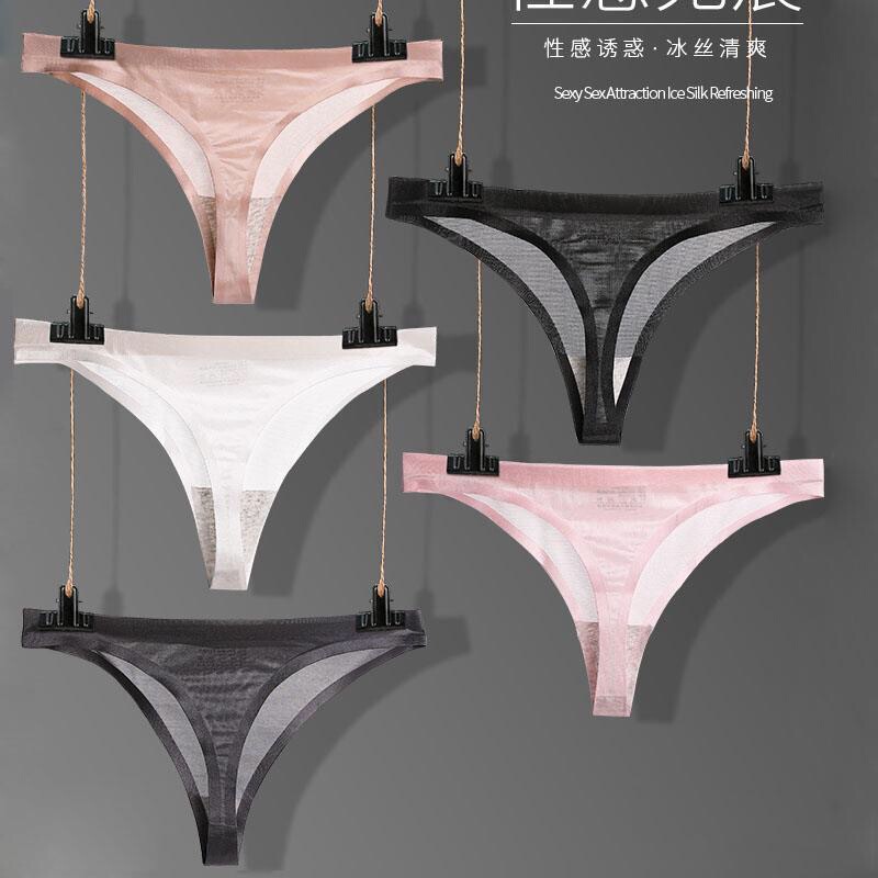 Foreign Trade Women's Underwear Sexy Sex Transparent Ice Silk Low Waist One-piece Traceless Women's Briefs Foreign Trade Women's Underwear Sexy Sex Transparent Ice Silk Low Waist One-piece Traceless Women's Briefs