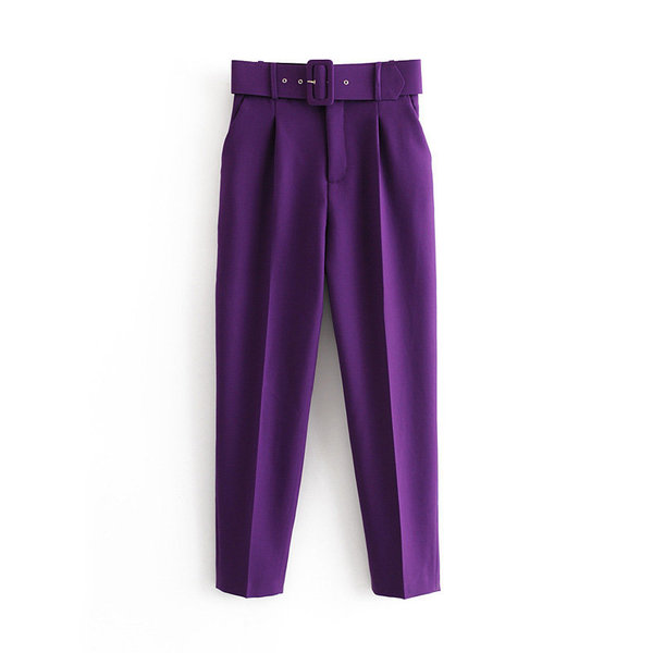Spring multicoloured solid color trousers