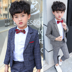 春秋新款韓版童裝男童西裝套裝兒童西服花童走秀禮服主持人演出服