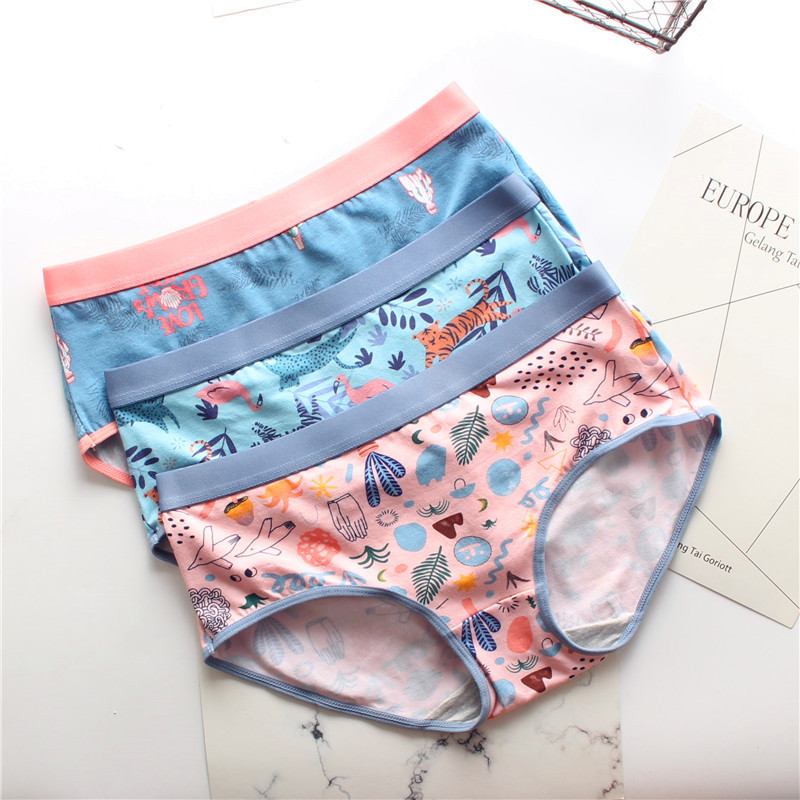 Women's briefs comfortable breathable cotton printed low waist couple women's underwear girls student underwear manufacturers