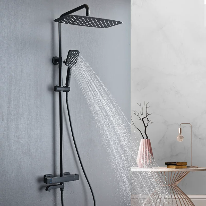 Surface-mounted constant temperature shower shower set full copper intelligent temperature control water mixing valve multi-function shower set MLH1007