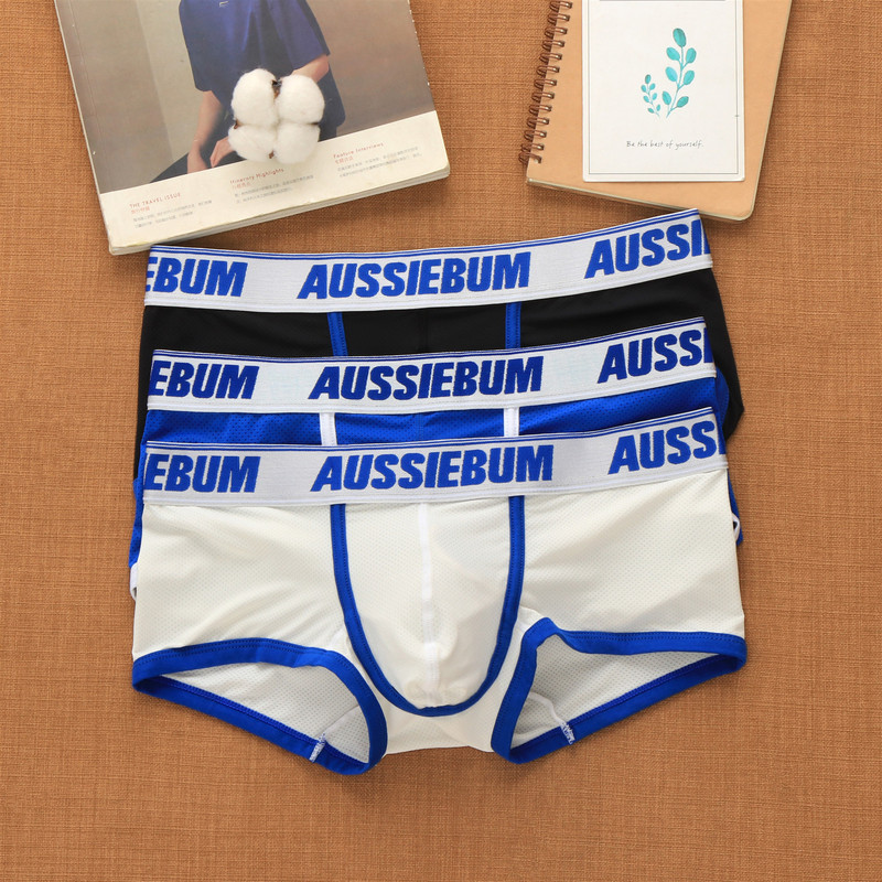 aussiebum Men's Mesh Underwear Low Waist Fashion Breathable Mesh Letter Youth Boxers aussiebum Men's Mesh Underwear Low Waist Fashion Breathable Mesh Letter Youth Boxers