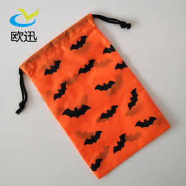 厂家定 制做logo万圣节抽绳束口袋涤纶背包购物袋南瓜饰品收纳袋