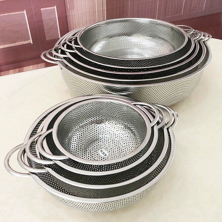 Stainless steel dense pores mostly use baskets without magnetic washing rice sieve Most of the two -eared vegetables and fruit basket drain net blue leakpound