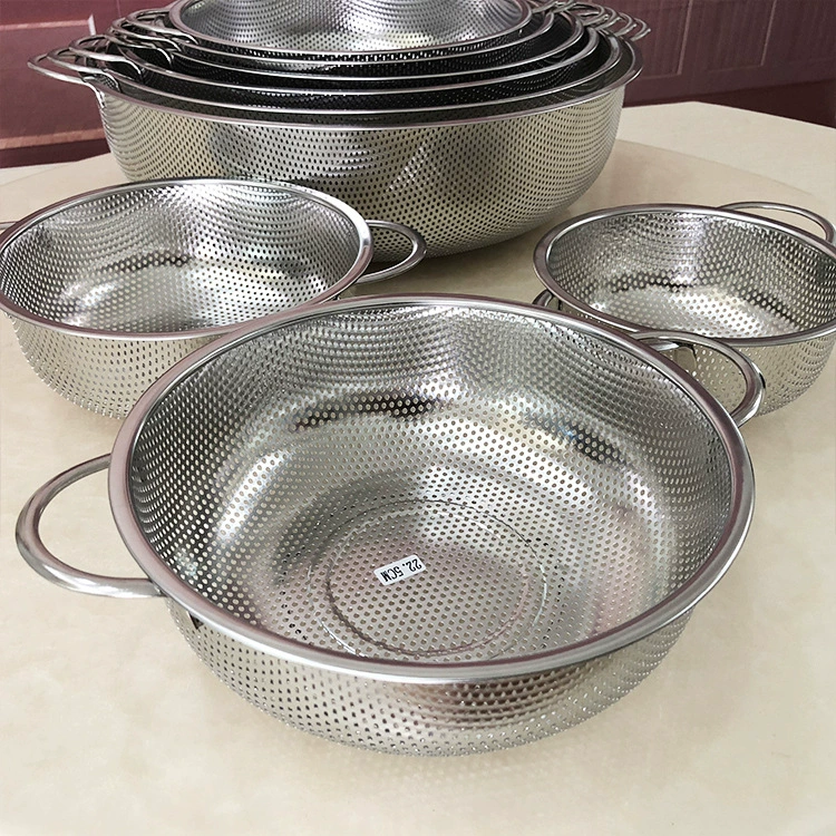 Stainless steel dense pores mostly use baskets without magnetic washing rice sieve Most of the two -eared vegetables and fruit basket drain net blue leakpound