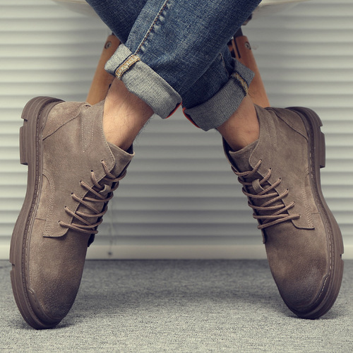 Fall/Winter 2020 New Arrival Men's Plus-Size High-Top Work Boots: Genuine Leather, British-style Vintage Trendy Mid-Calf Military Boots