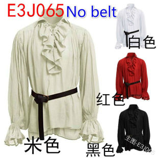 2019wish Amazon European and American foreign trade explosions retro men's shirt lapel pleated puffy sleeve top C106