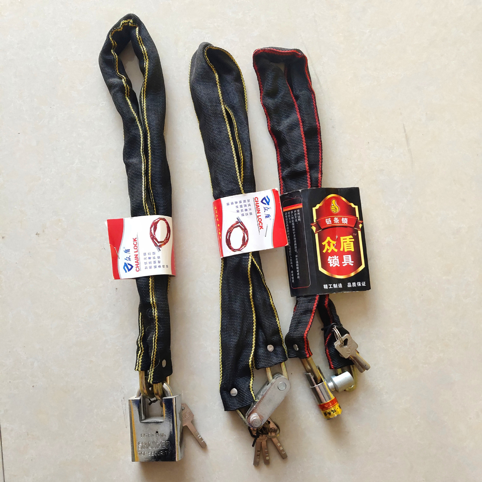 五金工具电动车锁电瓶铁链锁防盗锁自行车单车配件 叶片布链子锁