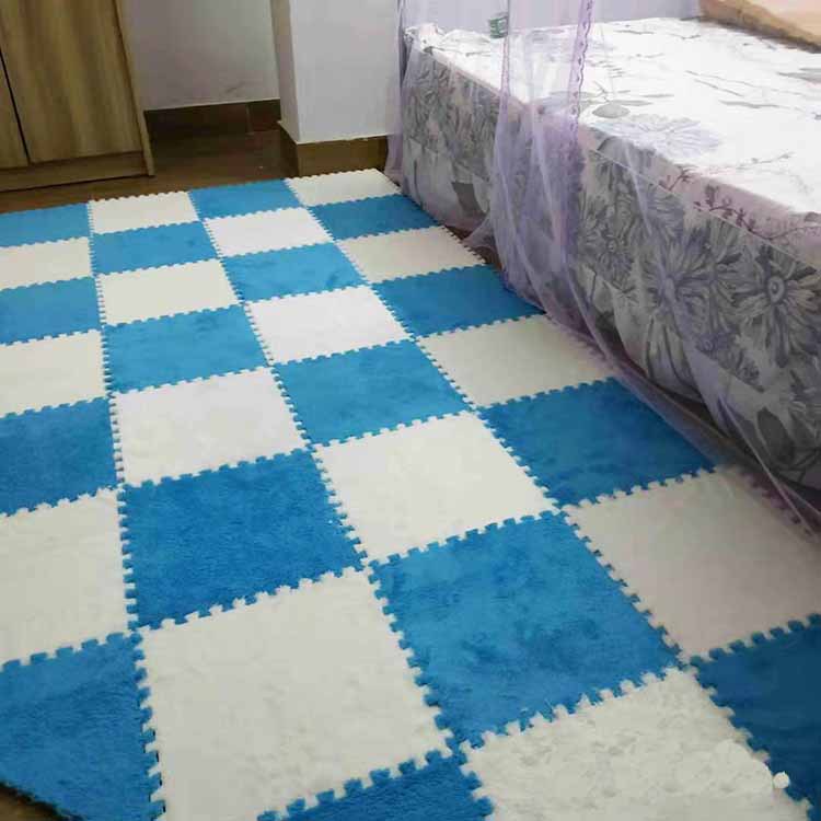 拼接绒地垫客厅卧室满铺拼接地毯加厚长绒防滑eva泡沫垫自由裁剪