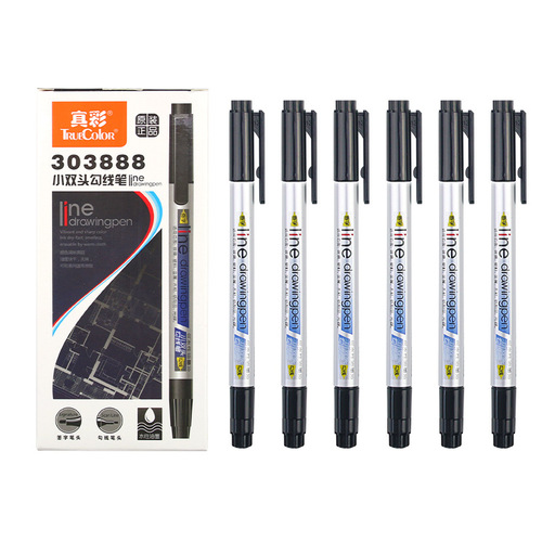 True color double-ended hook pen for painting students to use 303888 signature pen water-based ink pen for smooth writing