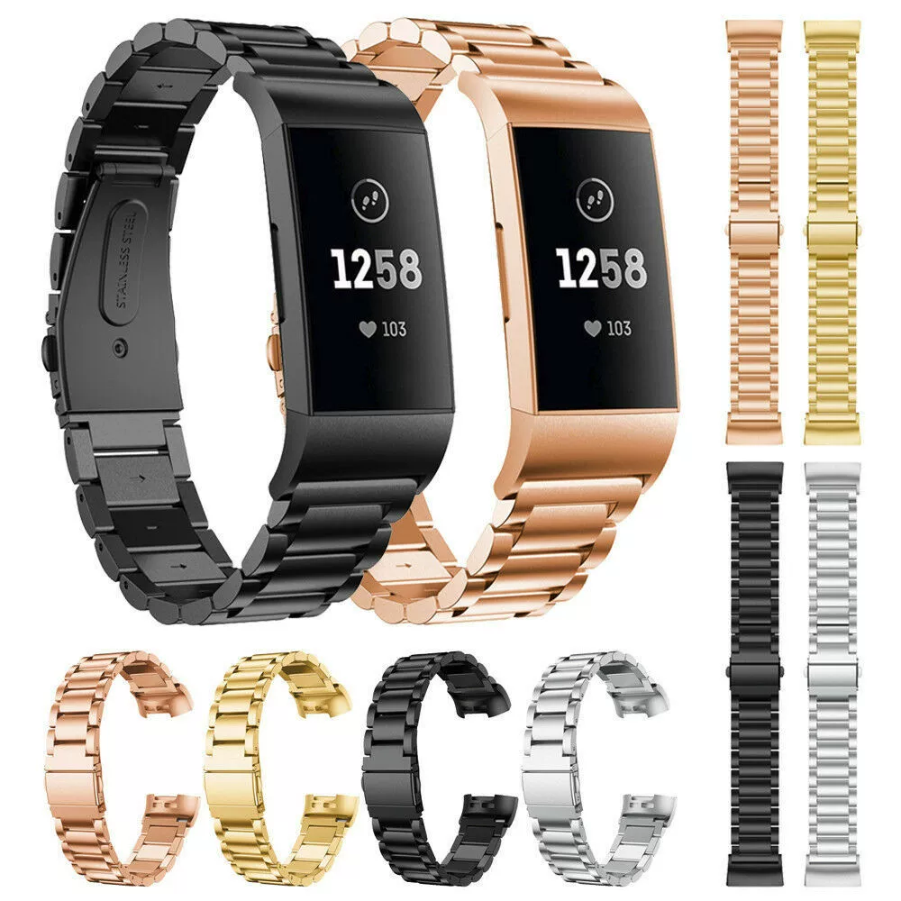 Подходит для ремешка Fitbit Charge3, умный Браслет, ремешок из нержавеющей стали, трехслойный стальной ремешок, ремешок для часов