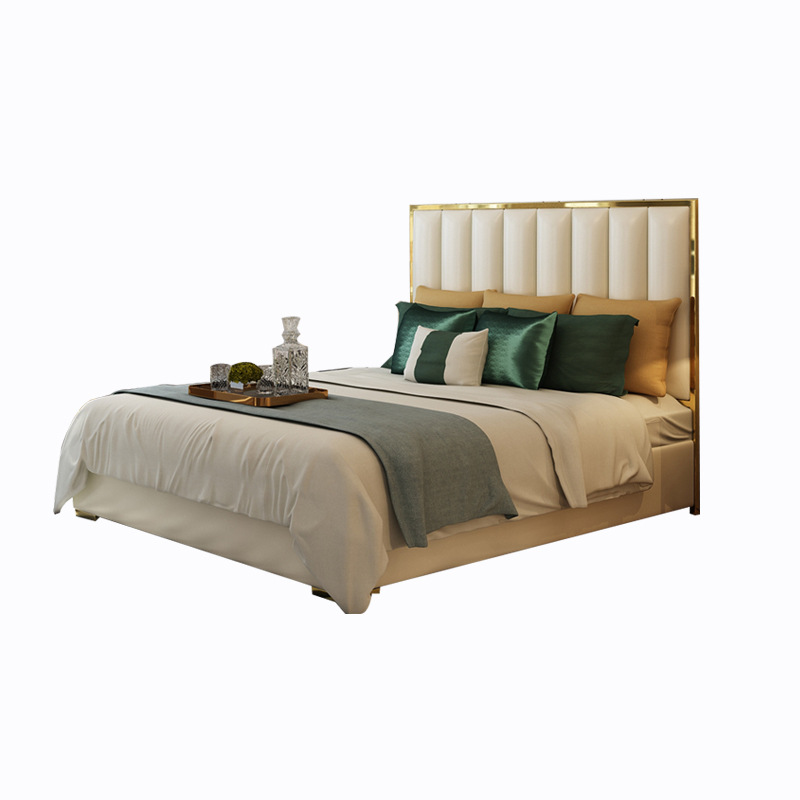 Luz de lujo de cuero genuino cama doble 1,8 m neumática alta caja de almacenamiento cama 1,5 pequeño apartamento simple moderno suave cama image 5