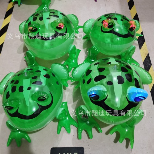 Flashing light inflatable turtle pvc leather toy cute pig stall night market with flashing light inflatable frog