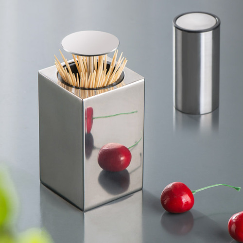 Push-type toothpick tube 304 stainless steel portable European toothpick jar automatic pop-up toothpick storage box