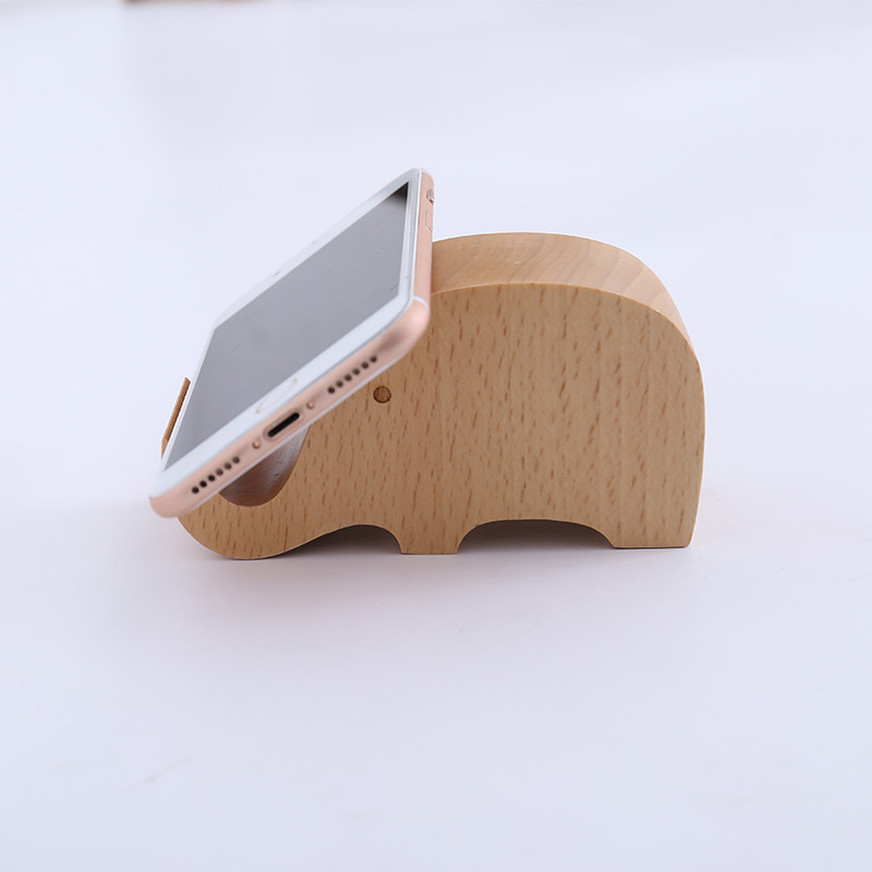 Soporte de madera para teléfonos móviles creativos Pony Teléfonos móviles Toma Monedas de haya Perezoso Teléfonos móviles Logos grabados