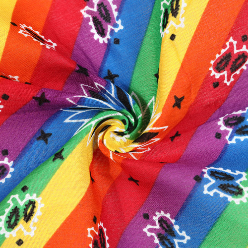 All-cotton 54cm European and American style sports outdoor square scarf retro rainbow cashew flower headscarf with printed logo cycling headscarf