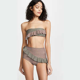 欧美热销性感比基尼泳衣女抹胸紧身露背分体泳装速卖通跨境分体式