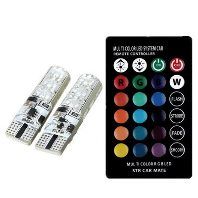 Автомобиль LED T10 RGB 5050 6SMD красочная полоса дистанционного управления ширина вспышки свет водонепроницаемый силиконовый свет номерного знака