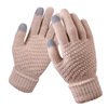 Gloves, winter knitted fleece non-slip keep warm fashionable set, increased thickness, wholesale