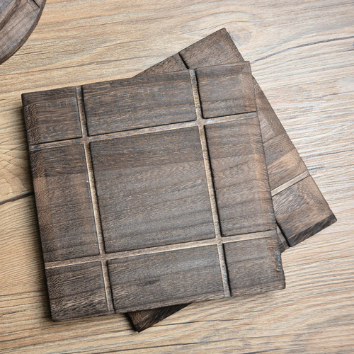 Solid wood round heat-resistant and absorbent teapot mat Paulownia heat-insulated anti-scald pot mat Reusable air frying