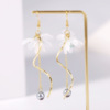 Long white minimalistic brand earrings, simple and elegant design, internet celebrity