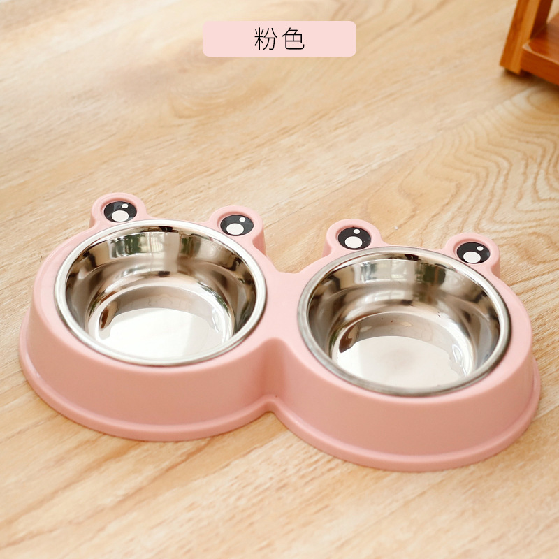 Fabricante personalizado desmontable dos en uno rana doble tazón de acero inoxidable gato tazón de plástico espesado antideslizante tazón de perro tazón de mascotas