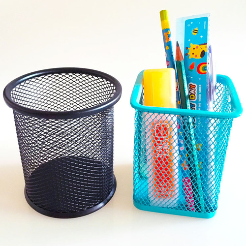 Korean style pen holder creative fashion metal round pen holder desktop storage colorful iron pen barrel office supplies stationery