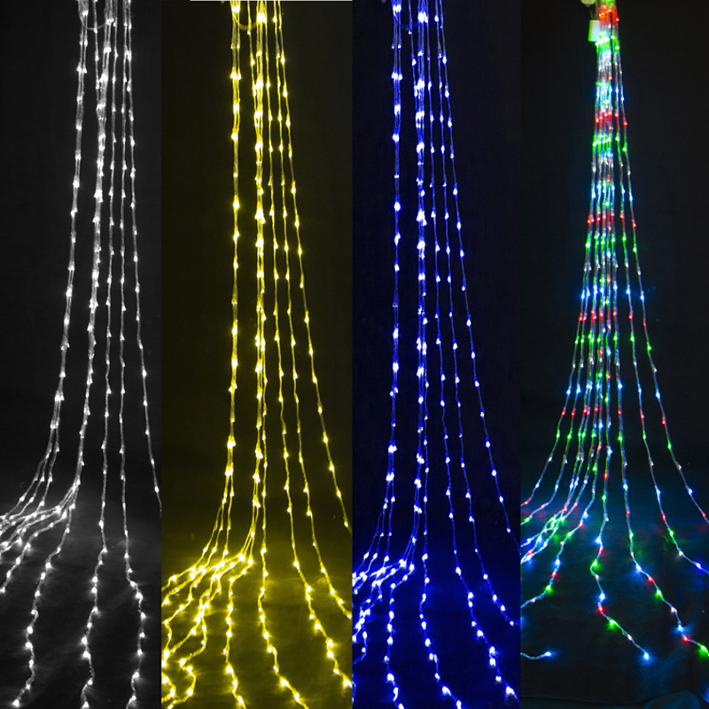 LED running water curtain lights holiday decoration wedding room layout romantic lights string net red waterfall leather line lights LED running water curtain lights holiday decoration wedding room layout romantic lights string net red waterfall leather line lights