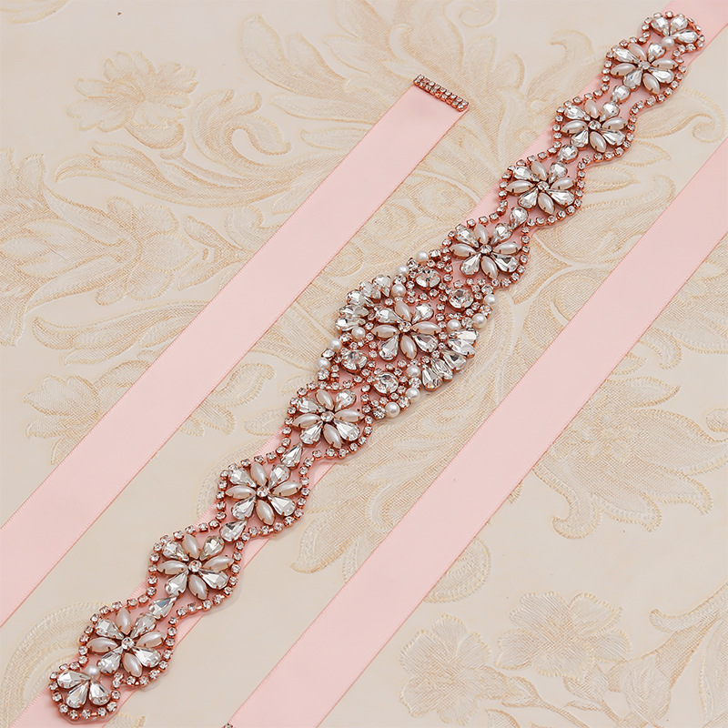 Fabricante en stock simple lujo perla rhinestone cintura sello popular cintura cadena diamante incrustado dama vestido Boda nupcial cinturón