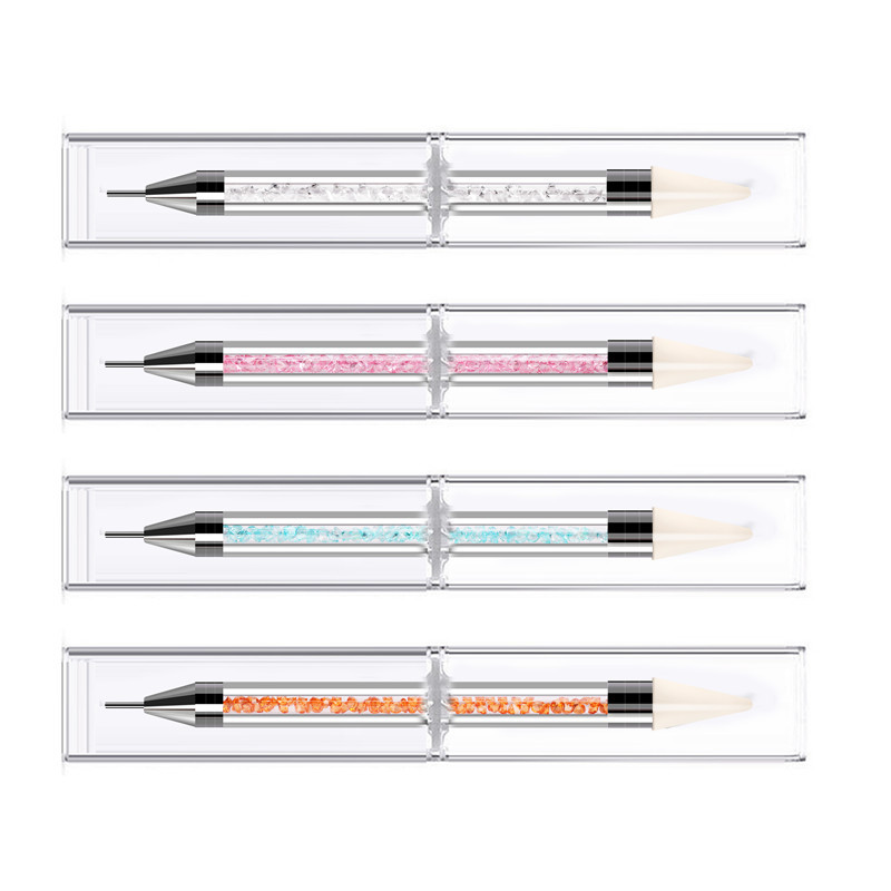Cross-Border herramienta de perforación de uñas de 4 colores acrílico taladro de doble cabeza crayón multifuncional cera cabeza taladro pluma de uñas