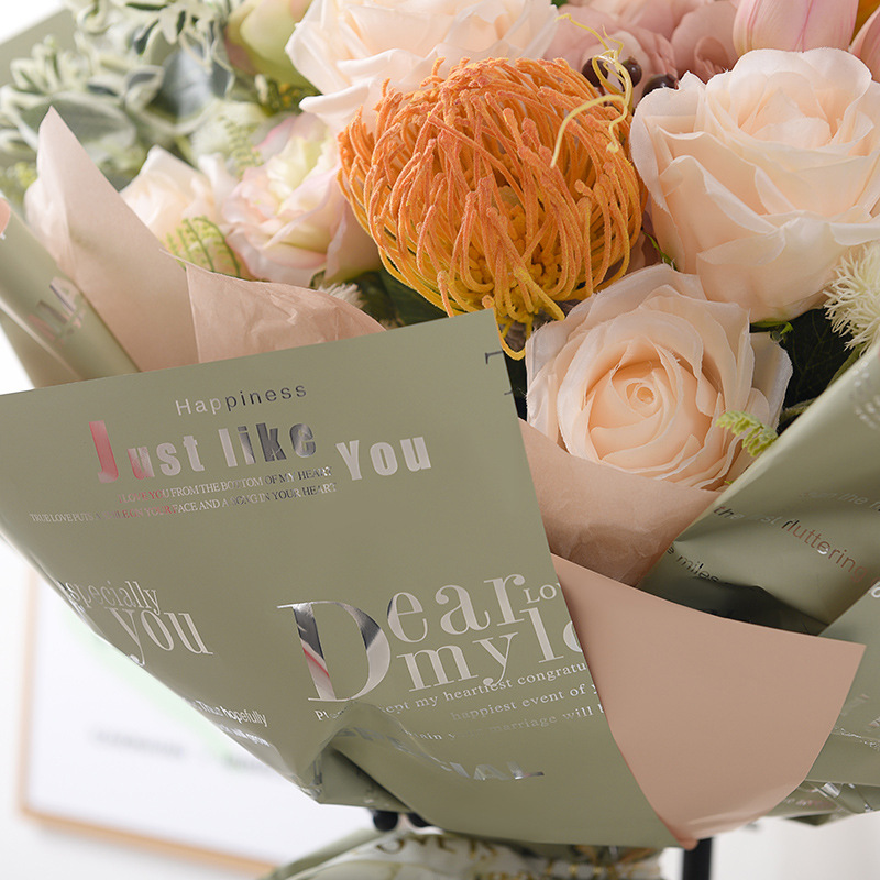 Li Zhi Ran Inglés de doble cara engrosado papel de embalaje de flores de papel de embalaje de flores de regalo material de embalaje abierto