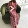 显瘦气质碎花长袖连衣裙