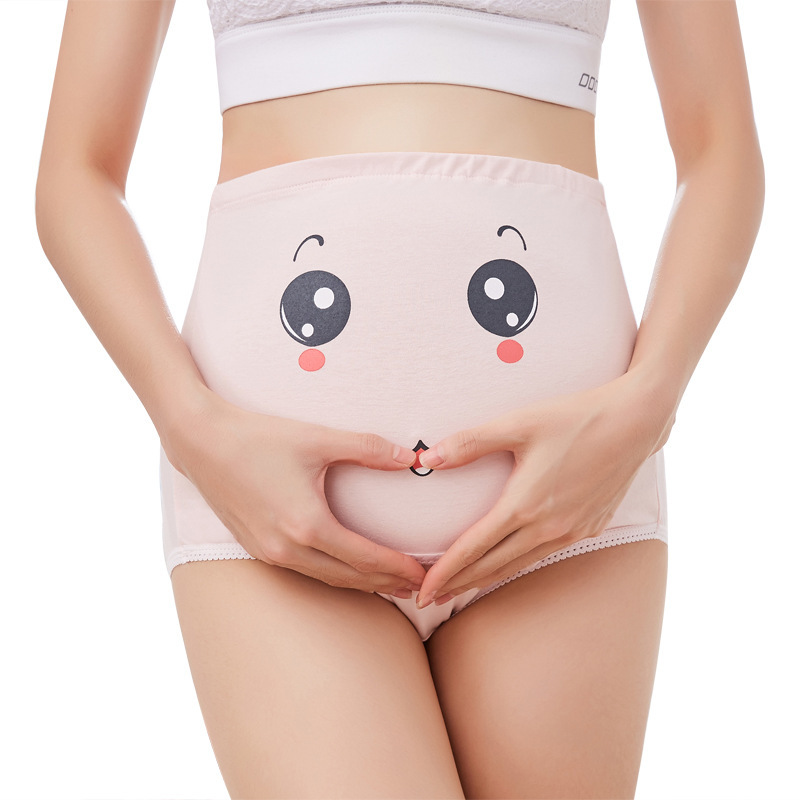Maternity Underwear Large Size Breathable High Waist Belly Support Adjustable Cute Cartoon Expression Pants Pregnancy Seamless Belly Support Manufacturer Maternity Underwear Large Size Breathable High Waist Belly Support Adjustable Cute Cartoon Expression Pants Pregnancy Seamless Belly Support Manufacturer