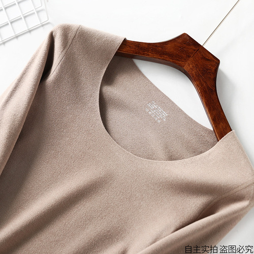 Fever new style women's thermal underwear vertical double-sided velvet long-sleeved brushed slim bottoming shirt