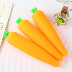 Creative simulation carrot soft silicone pencil bag cute personality unisex pencil case student stationery bag wholesale