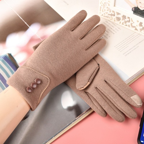Non-falling velvet gloves plus velvet autumn and winter warm gloves touch screen women's cotton student cycling and driving outdoor cycling gloves