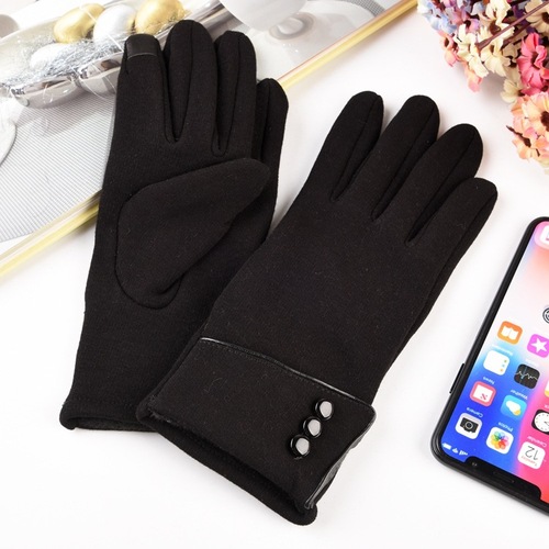 Non-falling velvet gloves plus velvet autumn and winter warm gloves touch screen women's cotton student cycling and driving outdoor cycling gloves